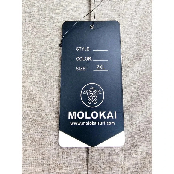 Molokai Size 2XL Men's Oatmeal Tan Short Sleeve Hem Logo Pocket Shirt NWT - Picture 4 of 11